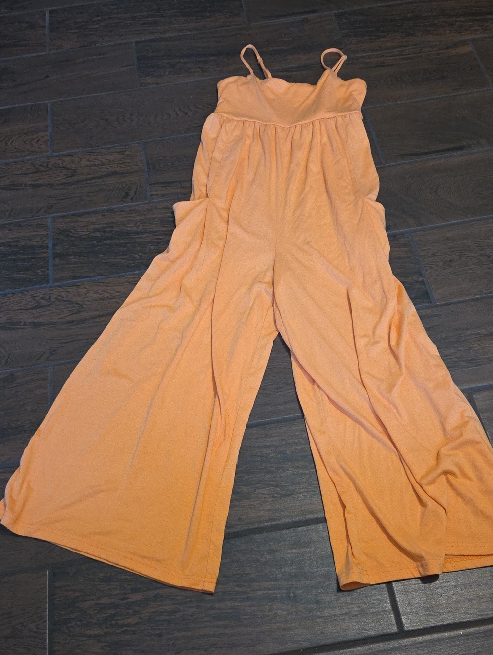 Women's Peach Wide-Leg Jumpsuit - Sleeveless Strappy Design